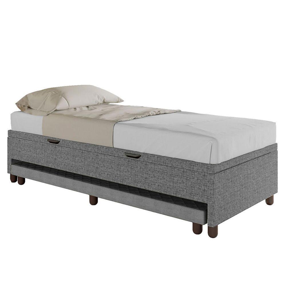 Miniatura Bicama Box Baú Solteiro 88x188 Cm Samy S05 Linho Cinza - Mpozenato