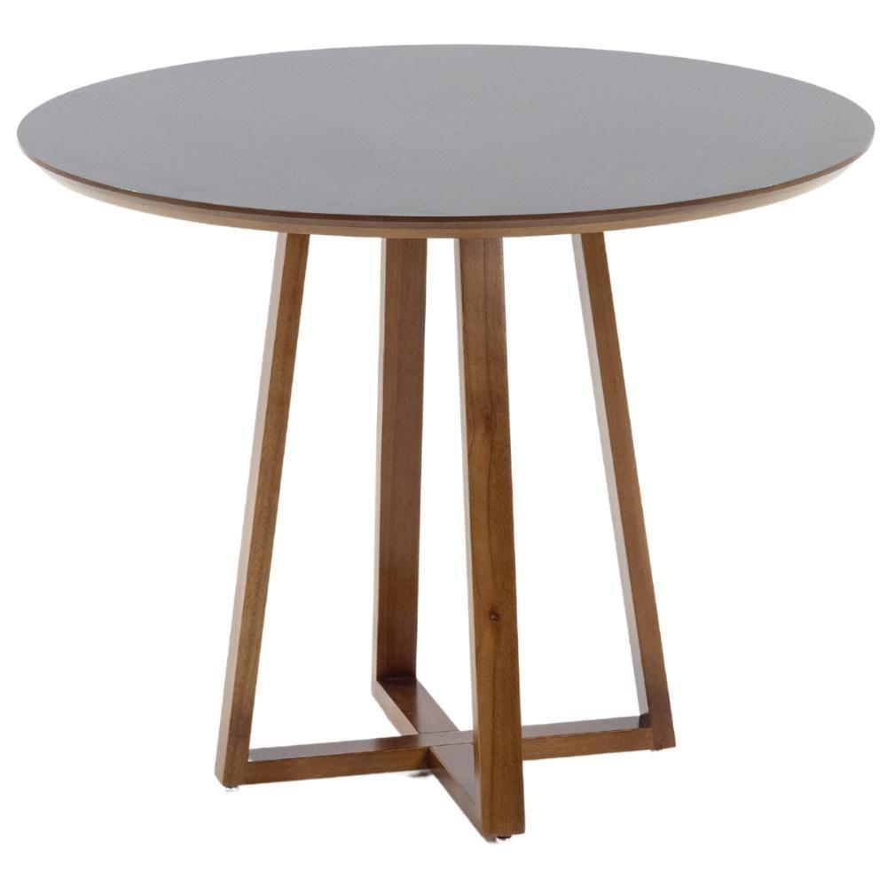 Conjunto Mesa De Jantar Redonda Preta Lara Premium 100cm Com 4 Cadeiras Estofadas Isabela - Cinza