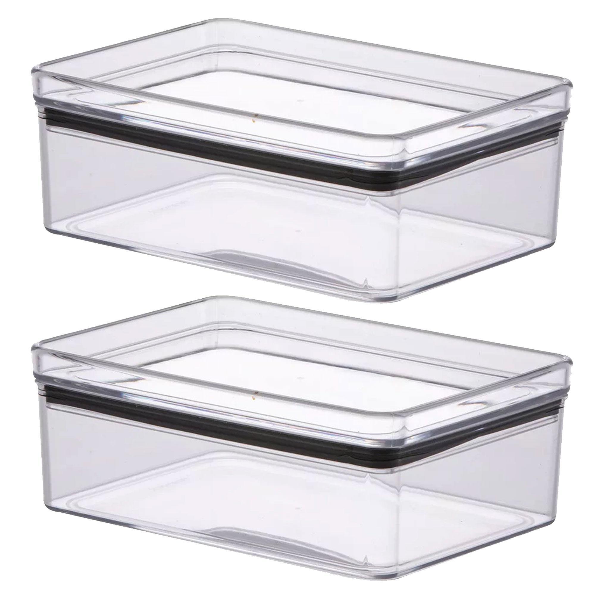 Miniatura Kit 2 Porta Frios Hermético Acrilico Empilhavel Geladeira