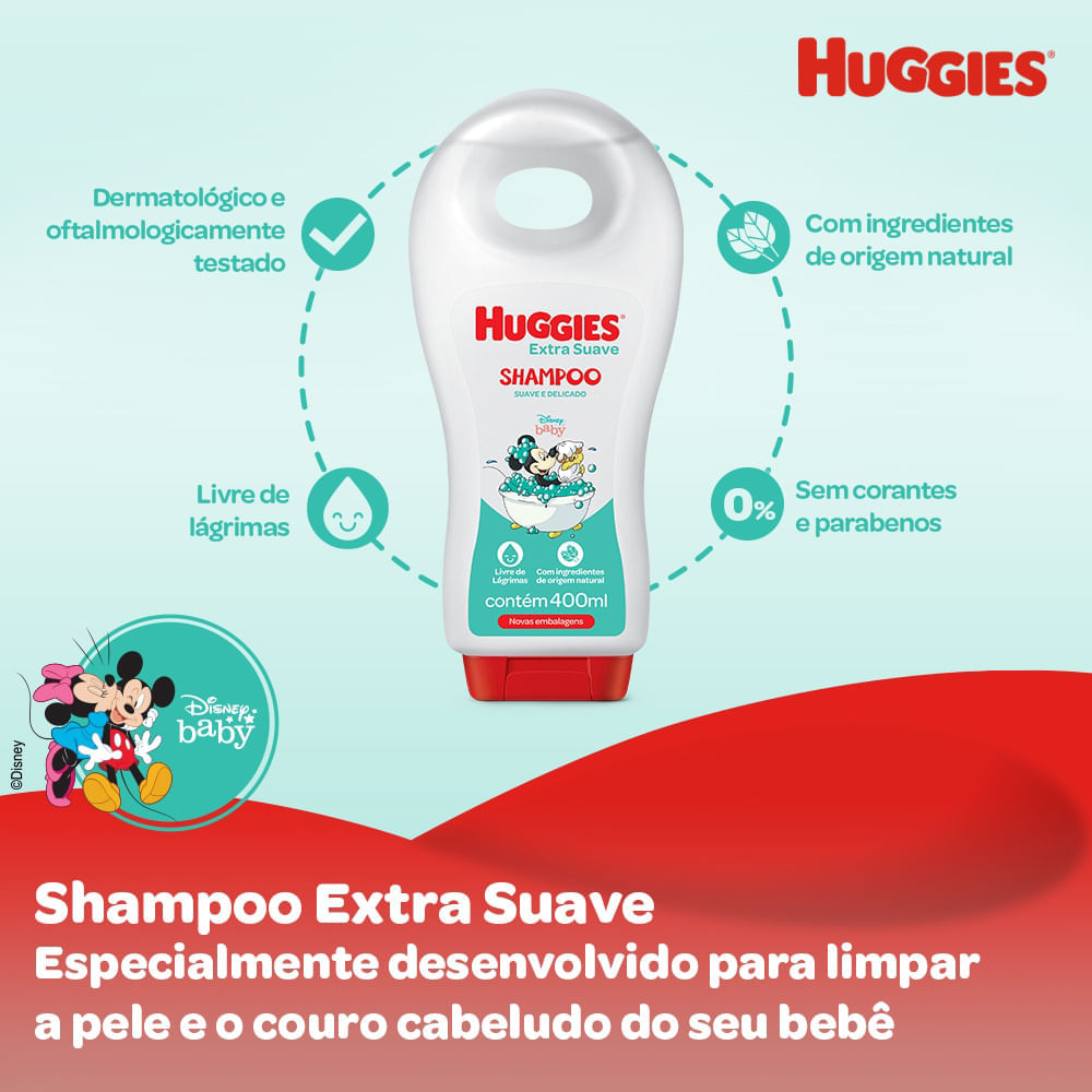 Miniatura Shampoo Infantil Huggies Extra Suave com 400ml