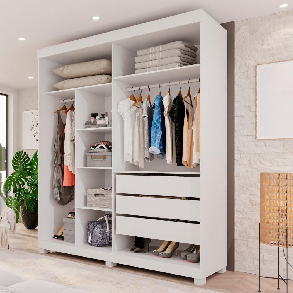 Miniatura Guarda-roupas Closet Casal 3 Gavetas com Pés Blumenau Branco