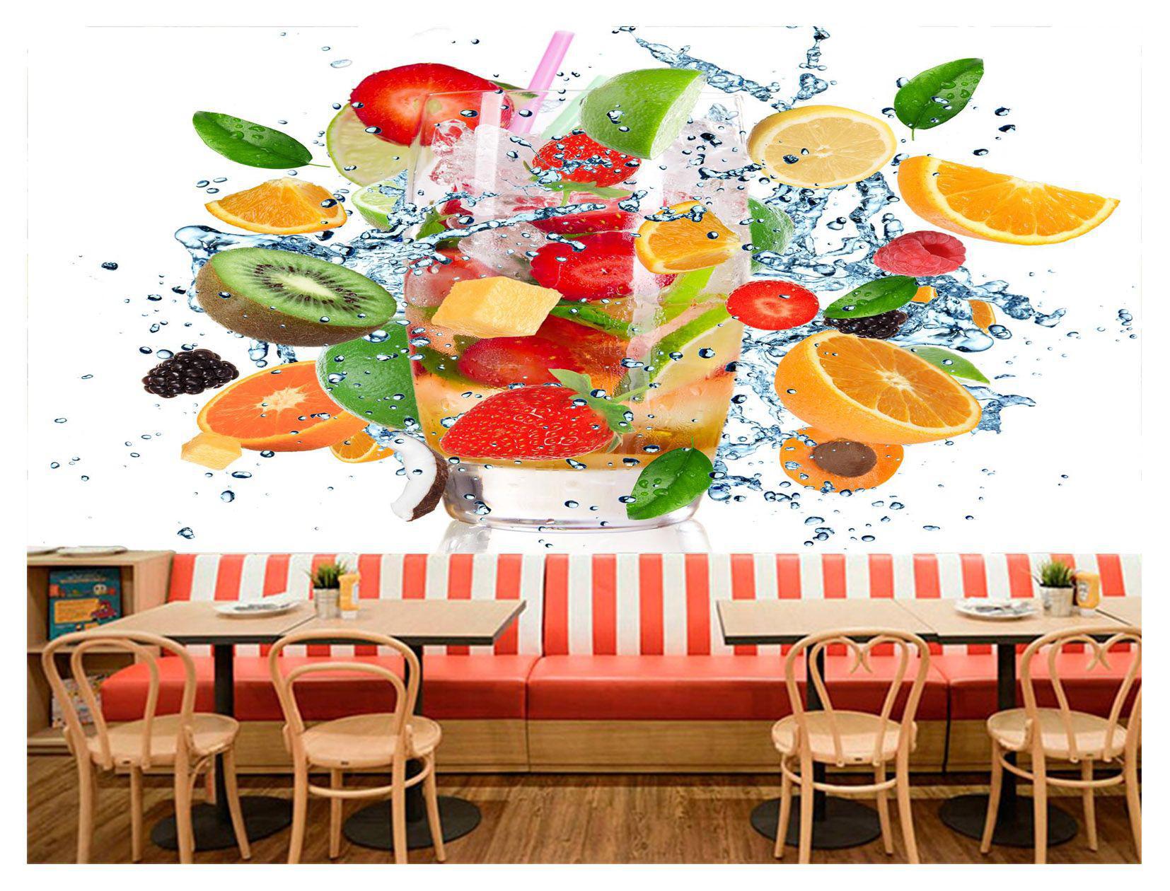 Miniatura Papel De Parede Suco Frutas Smoothies Polpa 3D Al206