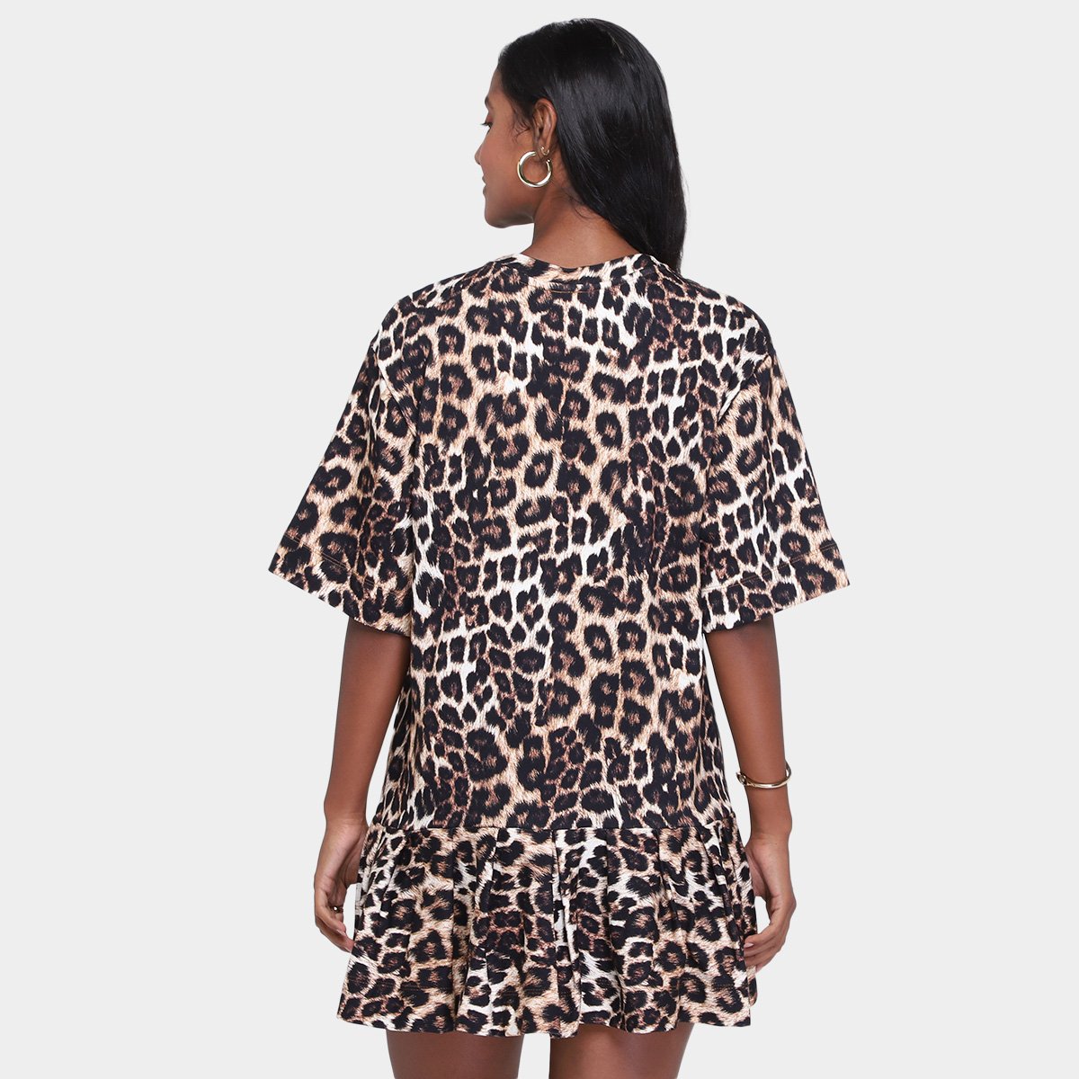 Miniatura Vestido Moletom Farm Onça Pintada Feminino Preto+Bege - G