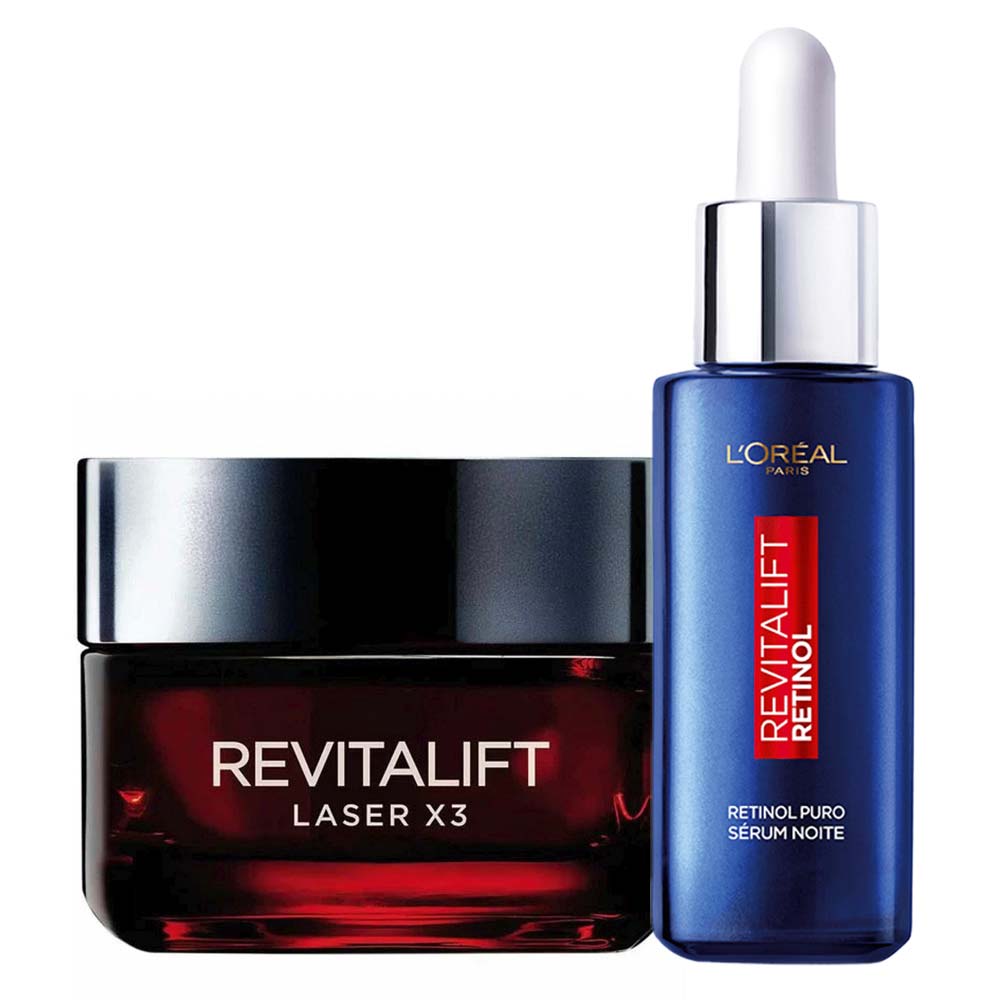 Miniatura L’Oréal Paris Revitalift Kit – Sérum Facial Antirrugas Noturno Retinol 30ml + Creme Anti-Idade Laser X3 50ml Kit