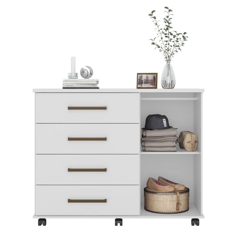 Conjunto Quarto Guarda Roupa E Comoda Caroline Branco