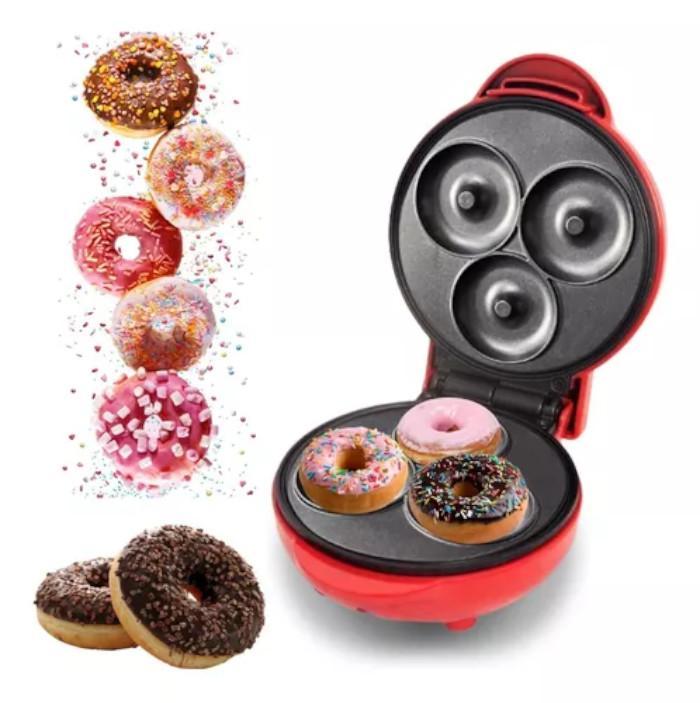 Miniatura Super Máquina Donuts Mini Faz 3 Rosquinhas Waffler 110V Faz