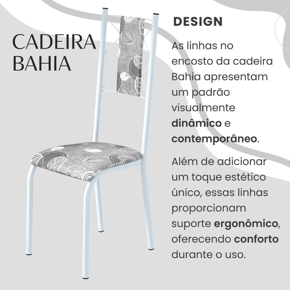 Miniatura Conjunto Sala de Jantar Bahia Mesa Tubo 140x75cm Tampo Pedra Granito com 6 Cadeiras Paraopeba/Branco