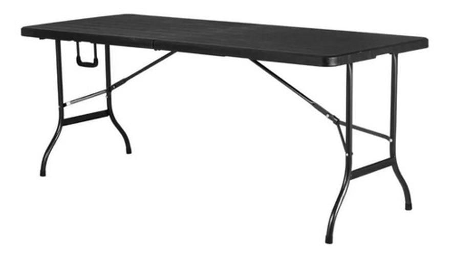 Miniatura Mesa Dobrável Portatil Vira Maleta Imita Madeira - Preto