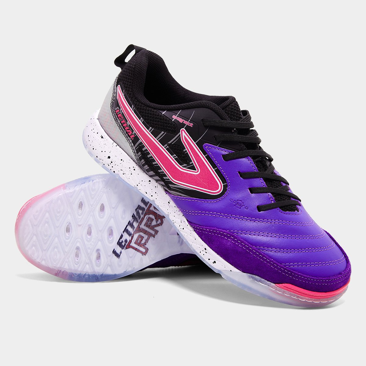 Miniatura Chuteira Futsal Topper Lethal Masculina Roxo+Preto - 37