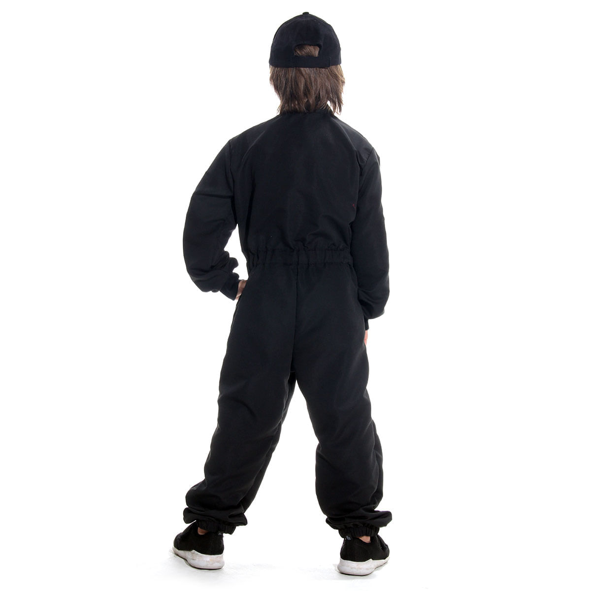 Miniatura Fantasia Astronauta Preto Infantil Luxo com Boné G