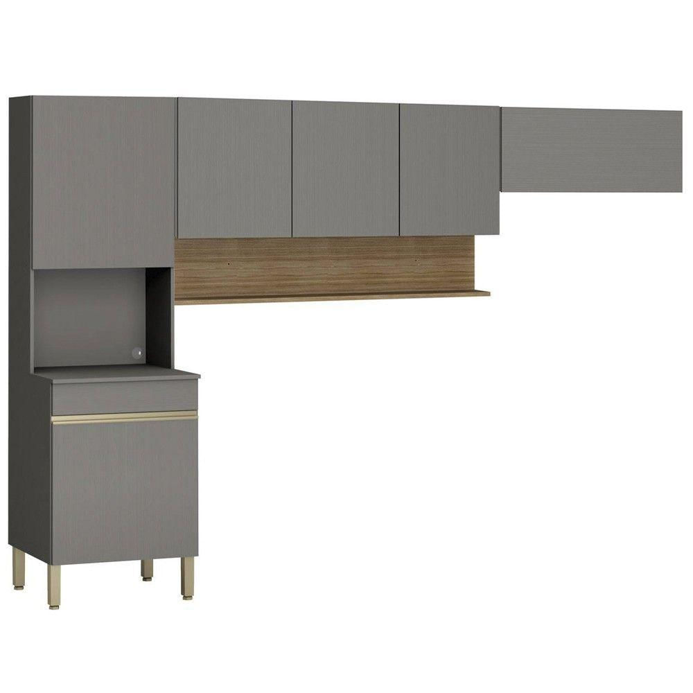 Miniatura Armário De Cozinha Modulada 3 Peças Lina01 K02 Gris/freijó - Mpozenato