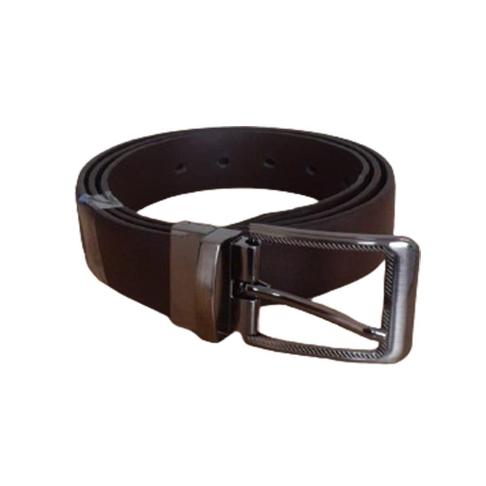 Miniatura Cinto Social Masculino Dupla Face Preto E Marrom Couro Full