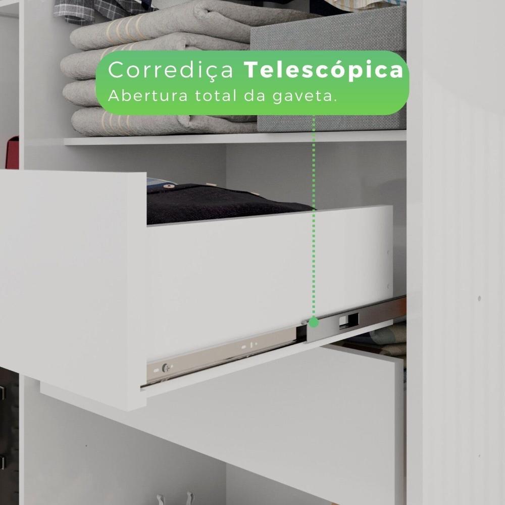 Guarda-Roupa Casal 6 Portas 4 Gavetas com Espelho 100% MDF Atlanta Branco Neve
