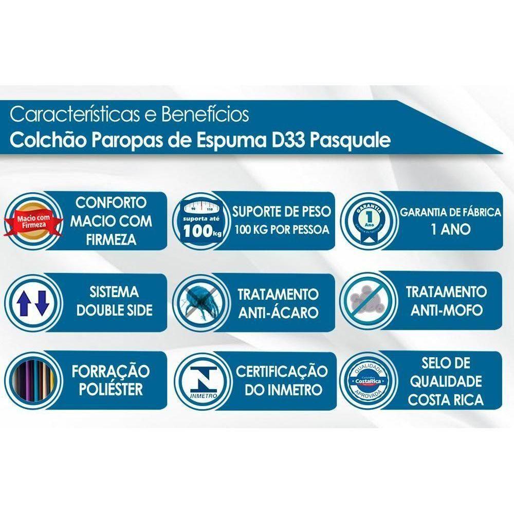 Cama Box Baú Queen: Colchão Espuma D33 Paropas Pasquale + Base Crc Suede Clean(158X198)