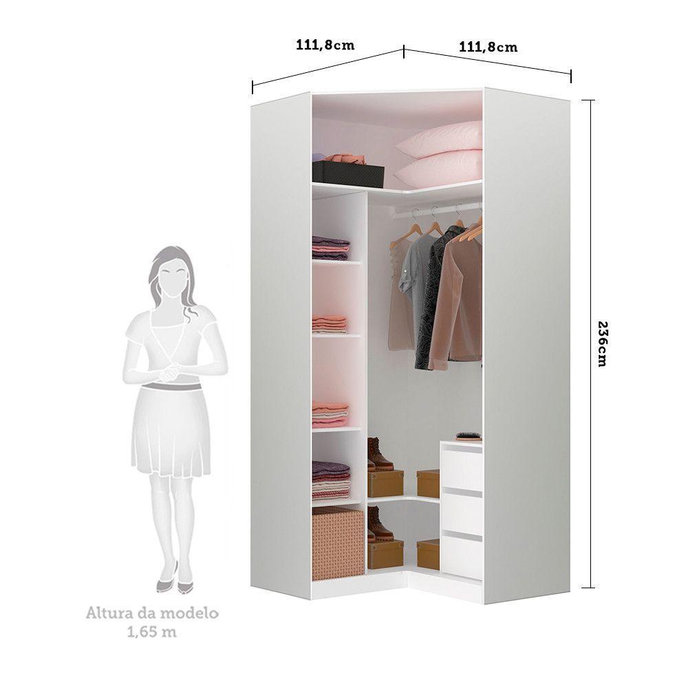 Miniatura Guarda Roupa Canto 2 Portas 111,9cm Branco Com Gaia