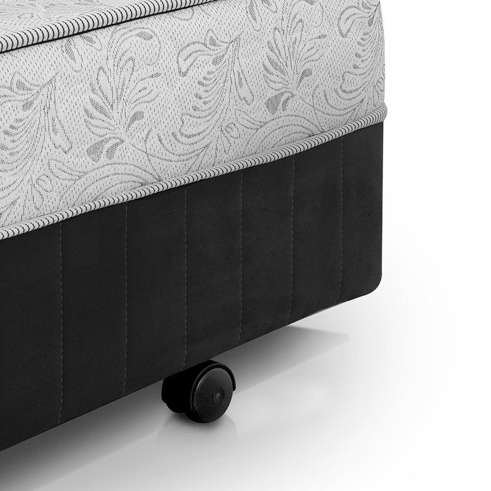 Miniatura Cama Box Conjugada Solteiro com Auxiliar Branco/Cinza Chumbo