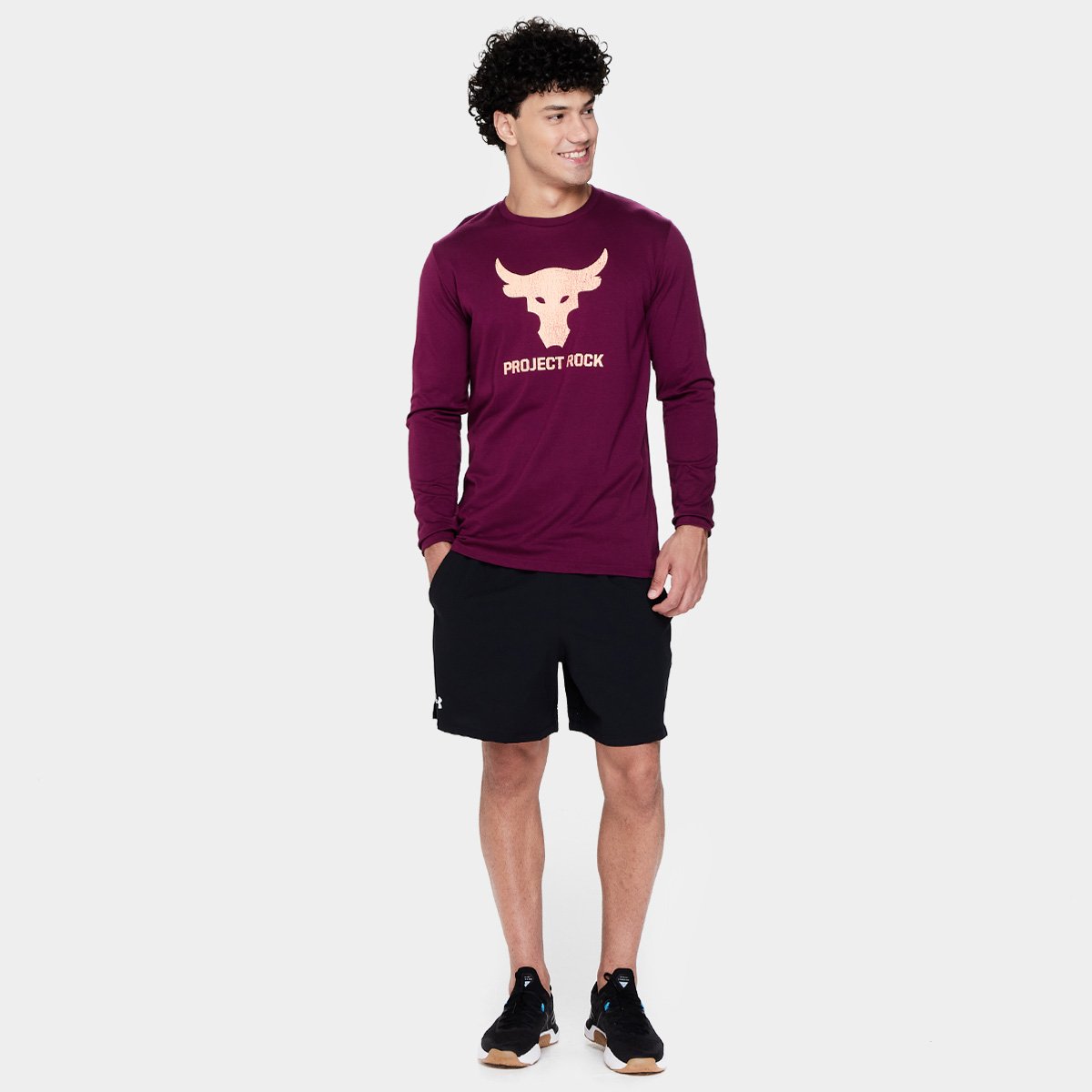 Miniatura Camiseta Under Armour Projetct Rock Masculina Vinho+Bege - G