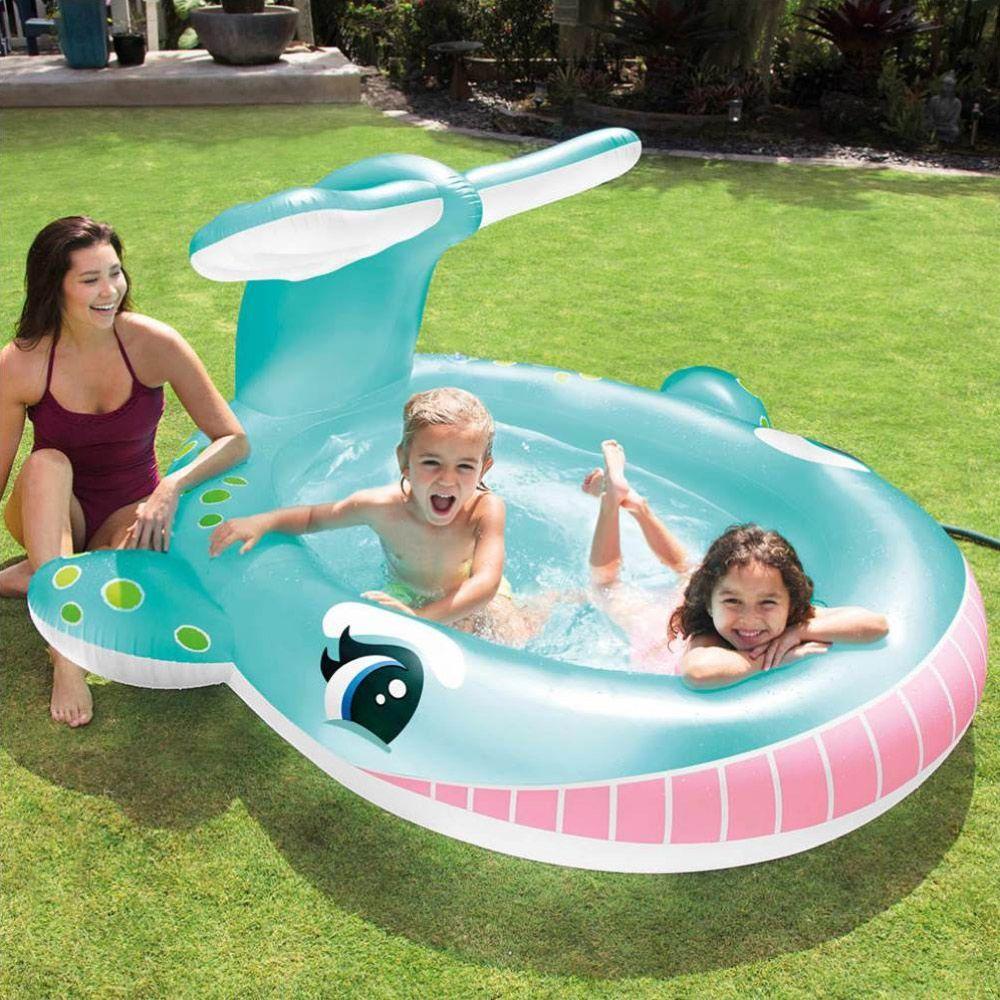 Miniatura Piscina Inflável Infantil Spray Baleia Gigante 200 Litros Intex