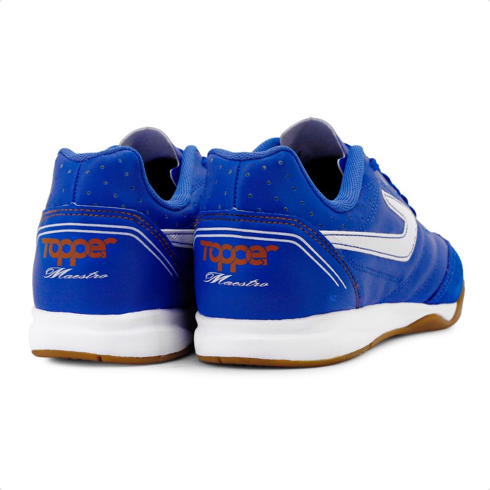 Miniatura Chuteira Topper Futsal Maestro Td IV Futebol de Salão Masculina Azul / Branco - 44.
