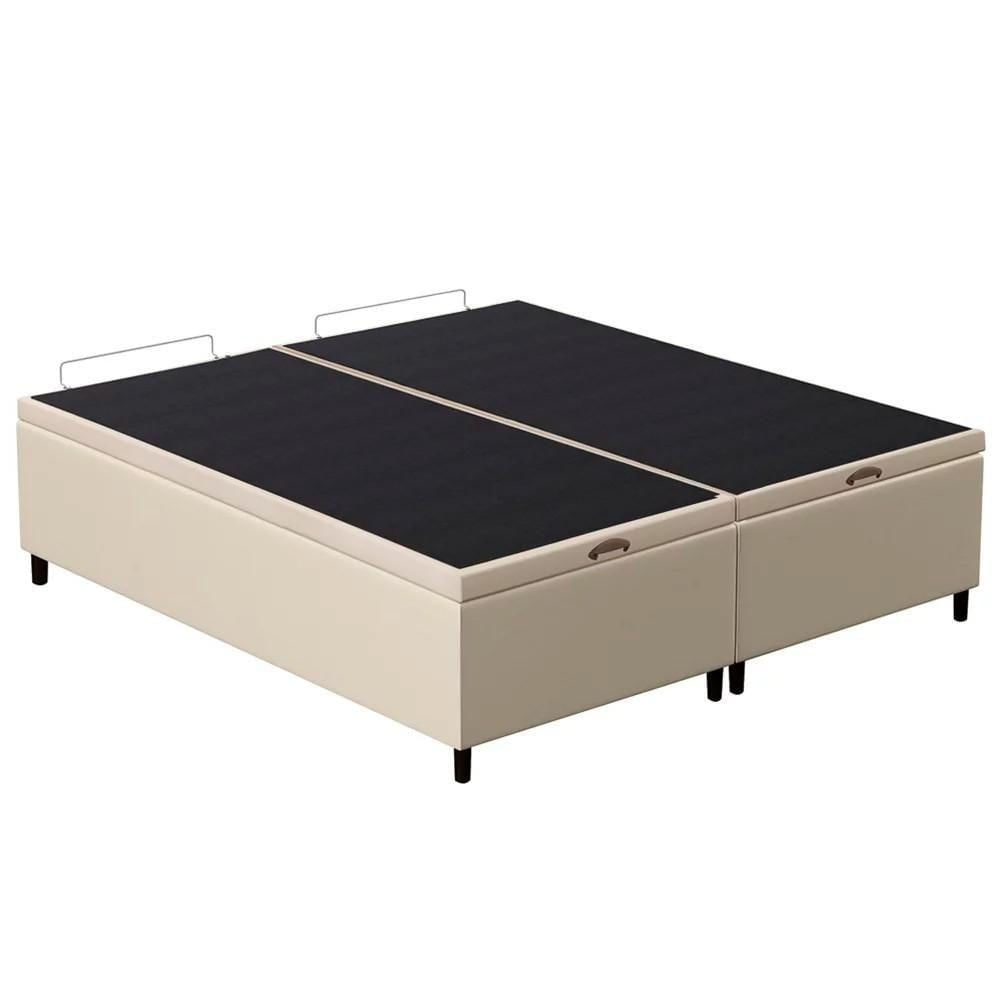 Miniatura Base Cama Box Baú Casal Queen 158cm Hit Z04 Sintético Bege- Mpozenato