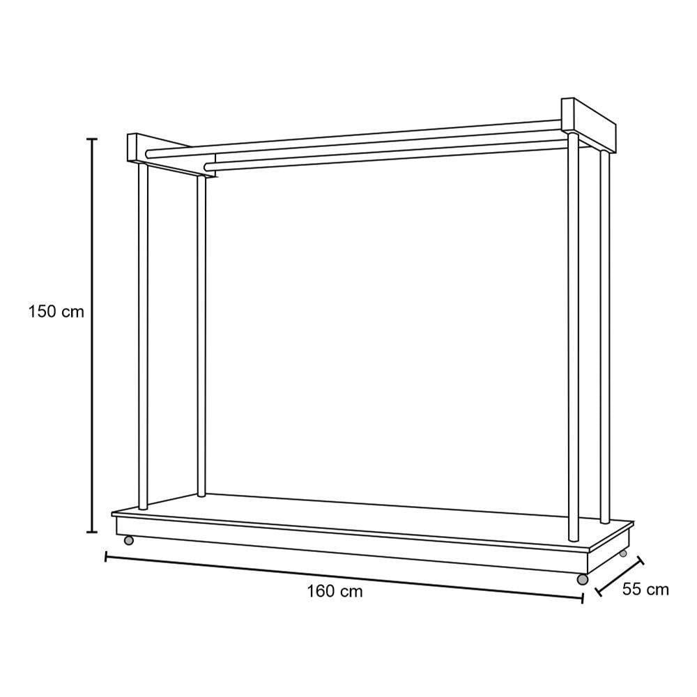 Miniatura Arara Closet Expositor De Roupas Com Rodízios Aço Cromado - Ideal Preto