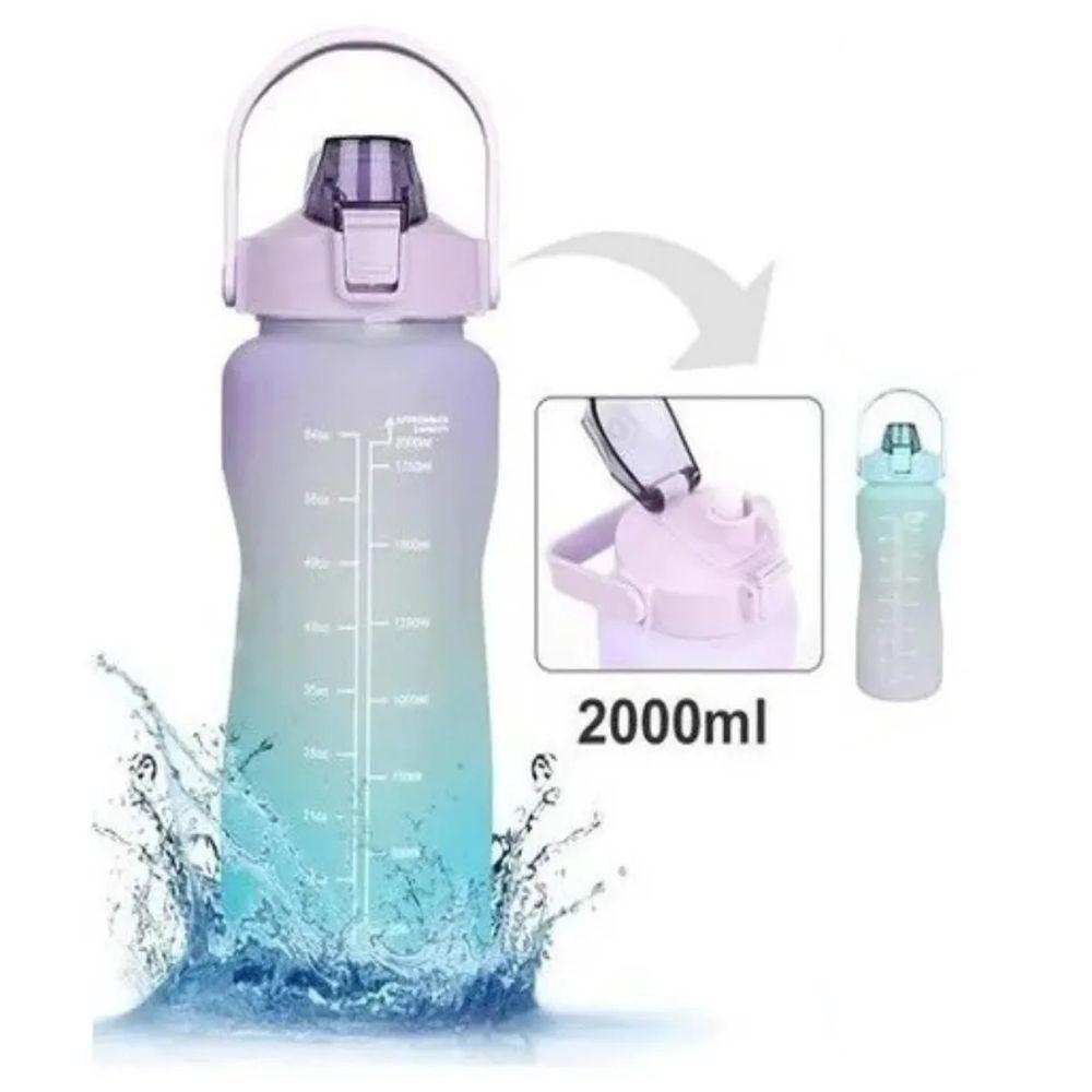 Miniatura Kit Garrafa De Água Esportiva 2L + 700 Ml Marcador De Tempo