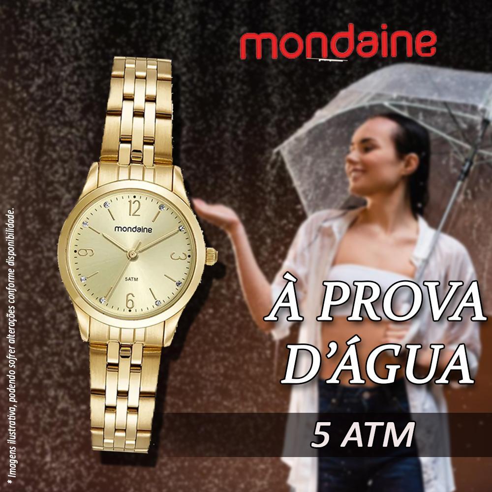 Miniatura Kit Relógio Mondaine Dourado Com Semijoia 32720Lpmkde1K1