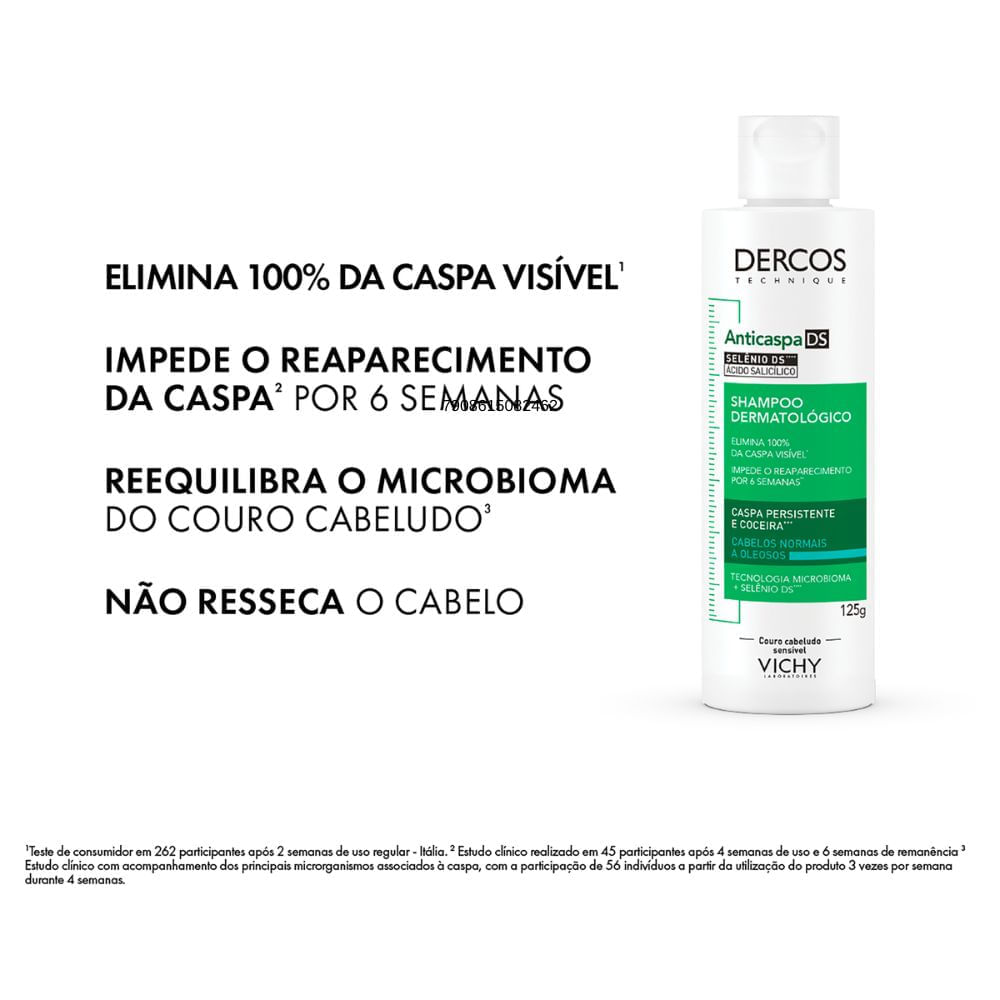 Miniatura Shampoo Anticaspa DS Vichy Dercos Cabelos Normais a Oleosos 125g