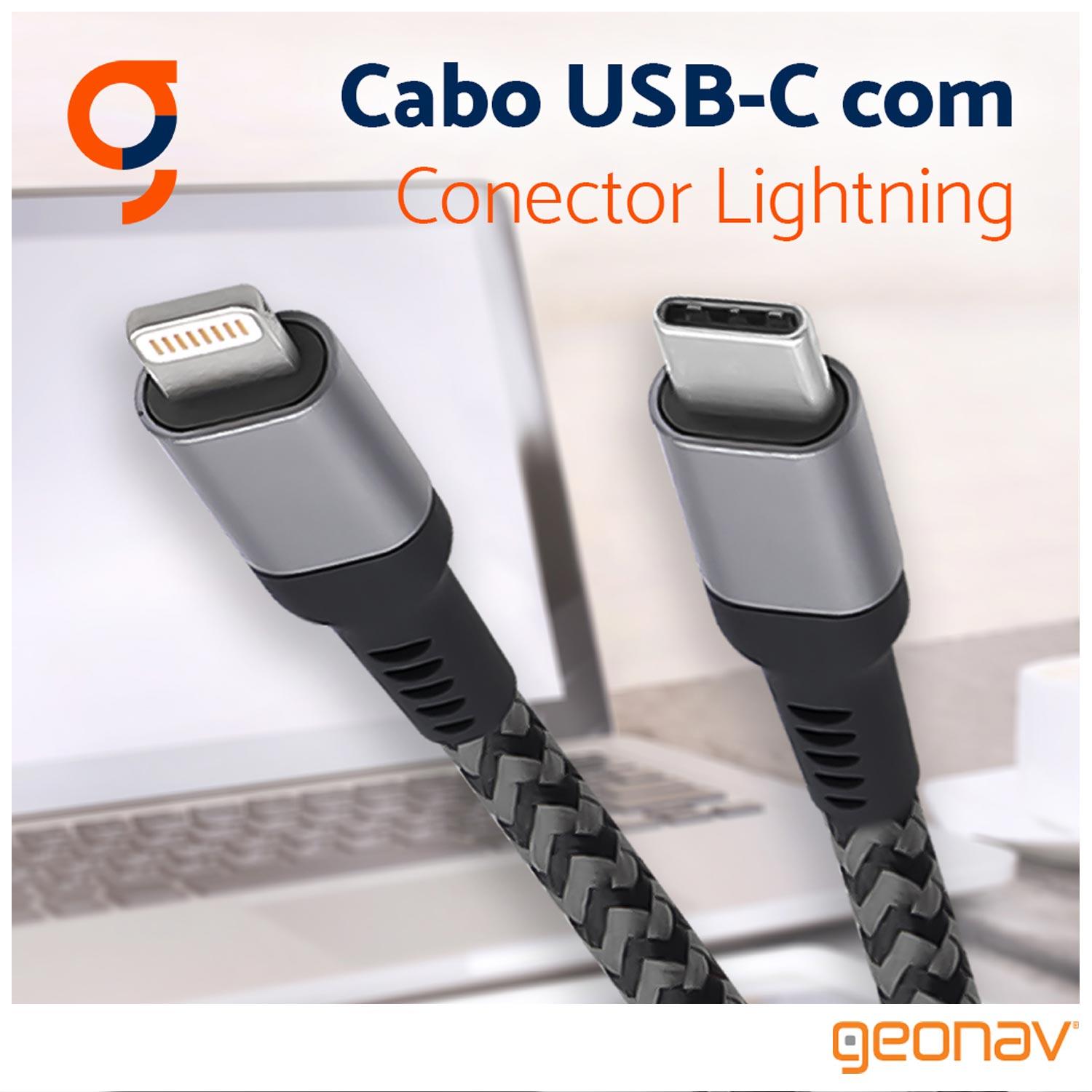 Miniatura Cabo Lightning USB-C 1 com 1,5 Metros para iPod, iPhone e iPad - Geonav - LIUC01