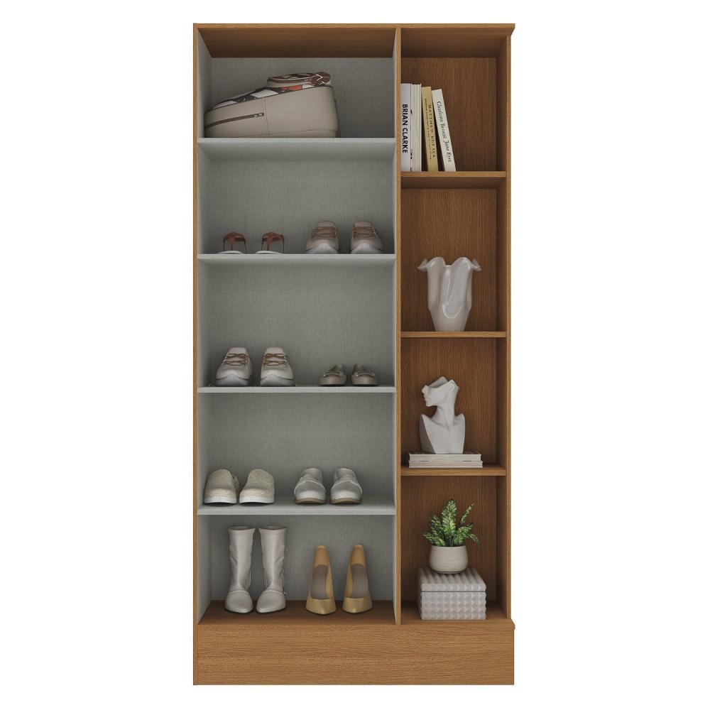 Miniatura Armário Multiuso 1 Porta 7 Prateleiras Espresso Móveis Cinamomo/Chumbo