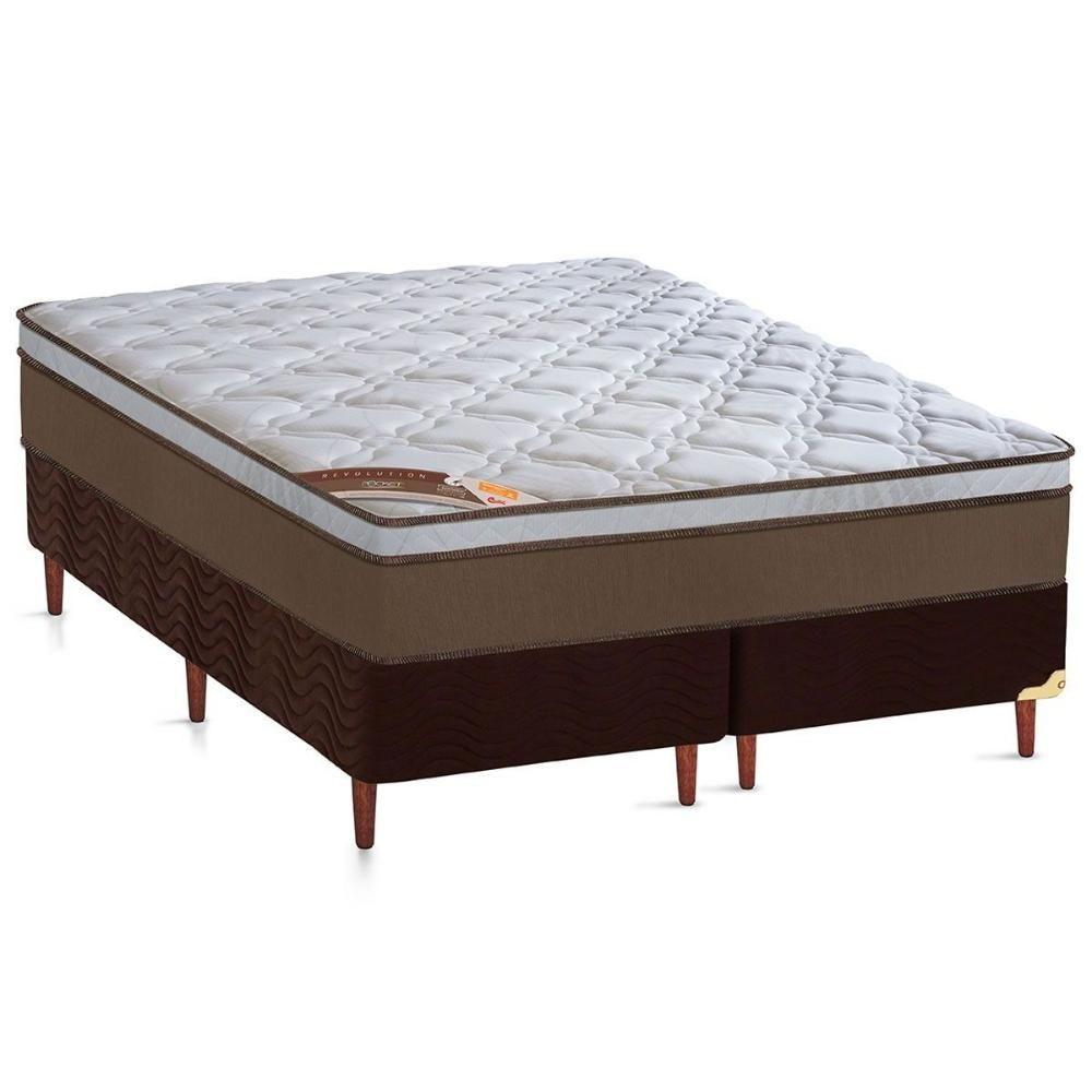 Miniatura Cama Box King: Colchão Molas Ensacadas Castor Pocket Revolution + Base Crc Suede Brown(193X203)