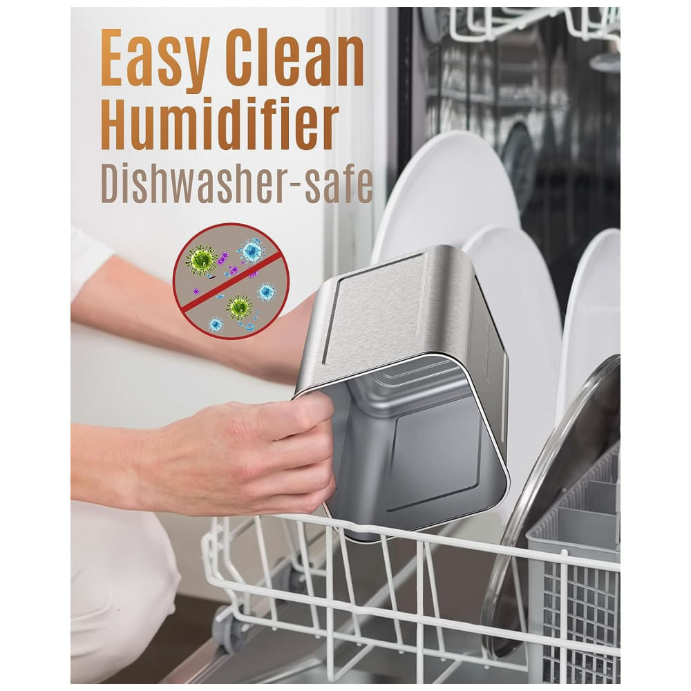 Miniatura Umidificador 2,5L de Limpeza Fácil em Aço Inoxidável e Silencioso, Jack Rose, Branco