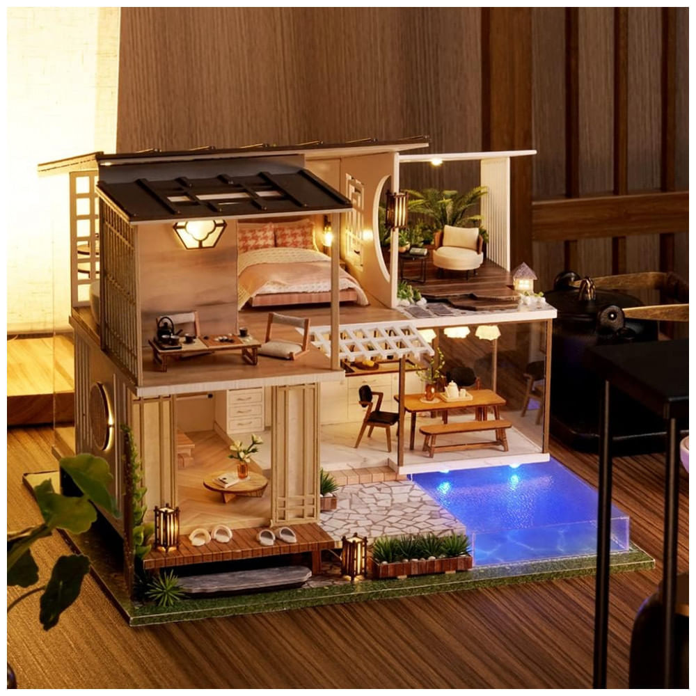 Miniatura Casa em Miniatura Realista com Móveis de Madeira para Adultos e Adolescentes, Escala 124, SPILAY