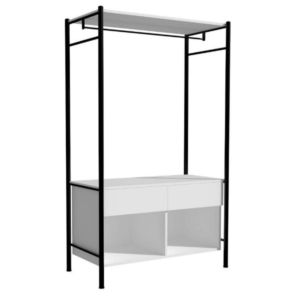 Miniatura Guarda Roupa Closet Modulado Paris Light Branco Preto