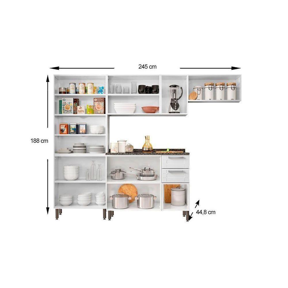 Miniatura Cozinha Modulada Múltipla 4 Peças (2 Armários + 1 Balcão + 1 Paneleiro) C4p82 Branco/preto