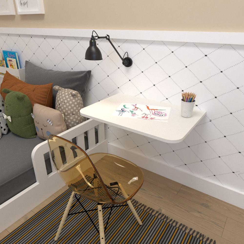 Miniatura Mesa Infantil Dobrável 60cm com Canto Arredondado Branco