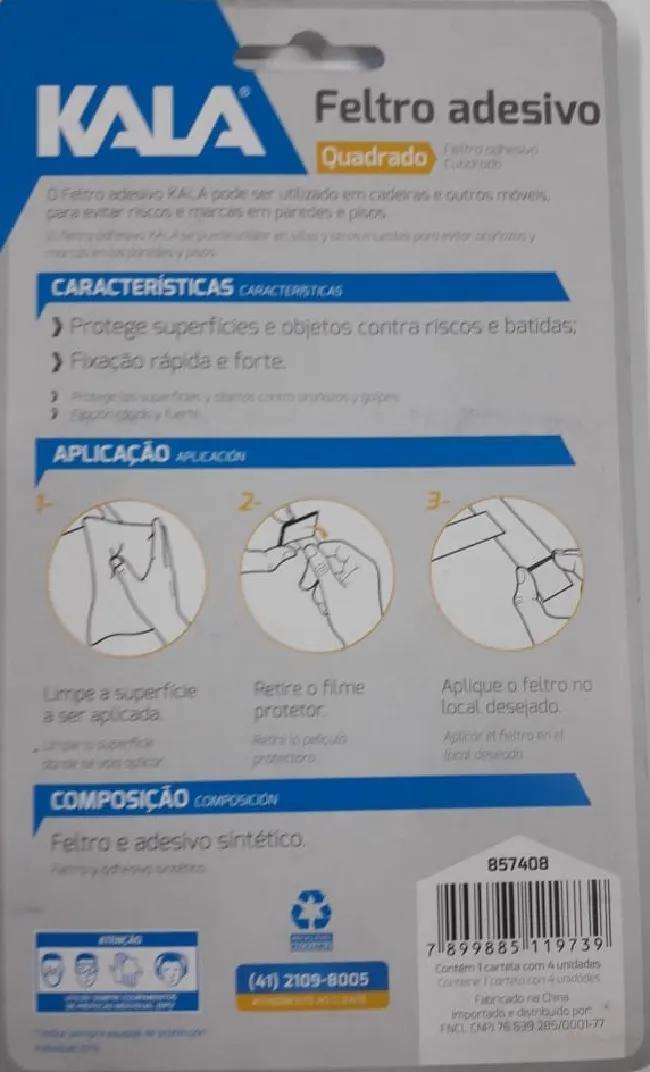 Miniatura Feltro Adesivo Cadeira Sofa Mesa Preto Quarado 38Mm 4 Peças
