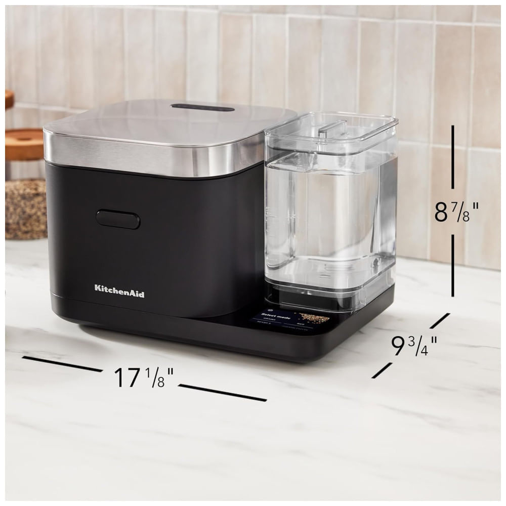 Miniatura Panela de Arroz KitchenAid 8 Xícaras com Balança Integrada, Tanque de Água e Sensoriamento Automático. Cozinha Arroz e Grãos com Precisão.