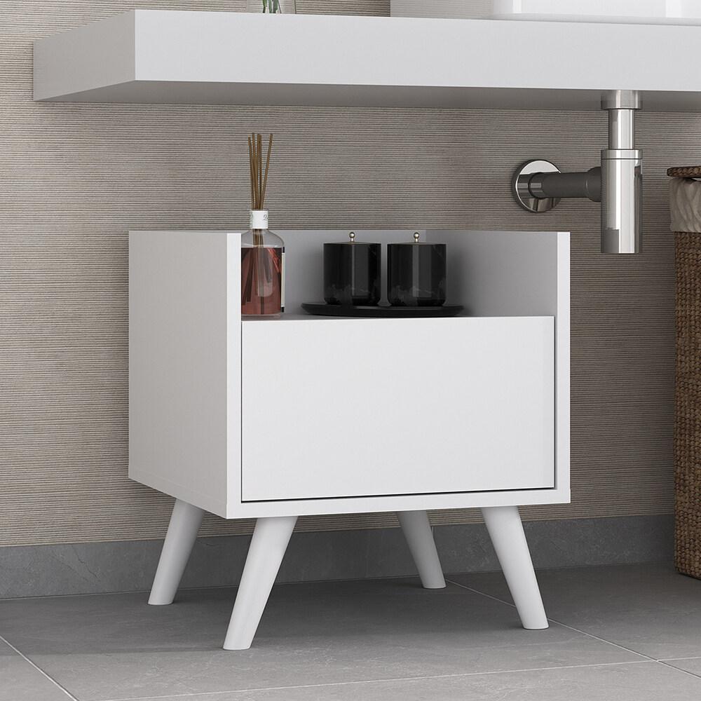 Miniatura Gabinete Armário Banheiro 40 cm com Pés Retrô Multimóveis MP5037 Branco