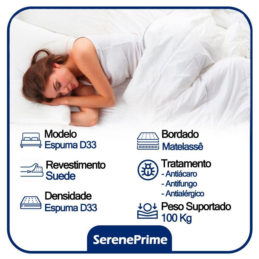 Miniatura Cama Box Baú Solteiro Sintético + Colchão De Espuma D33 Sereneprime 88cm Bege
