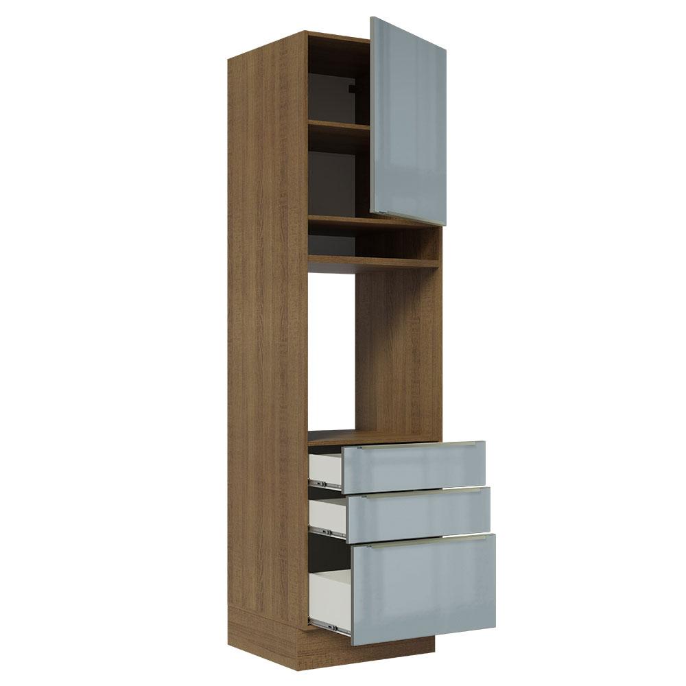 Miniatura Torre Quente Madesa Lux 60 cm 1 Porta 3 Gavetas - Rustic/Cinza Rustic/Cinza