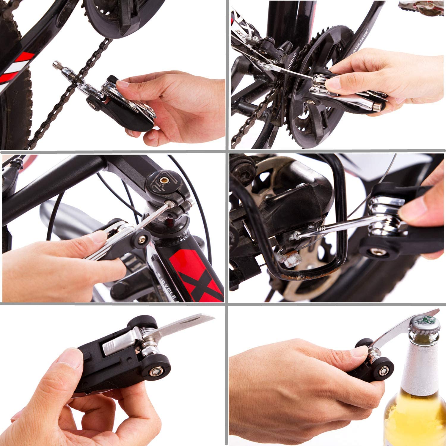 Miniatura YBEKI Kit de Reparo Emergencial de Bicicleta e Bolsa de Transporte 17 Funções
