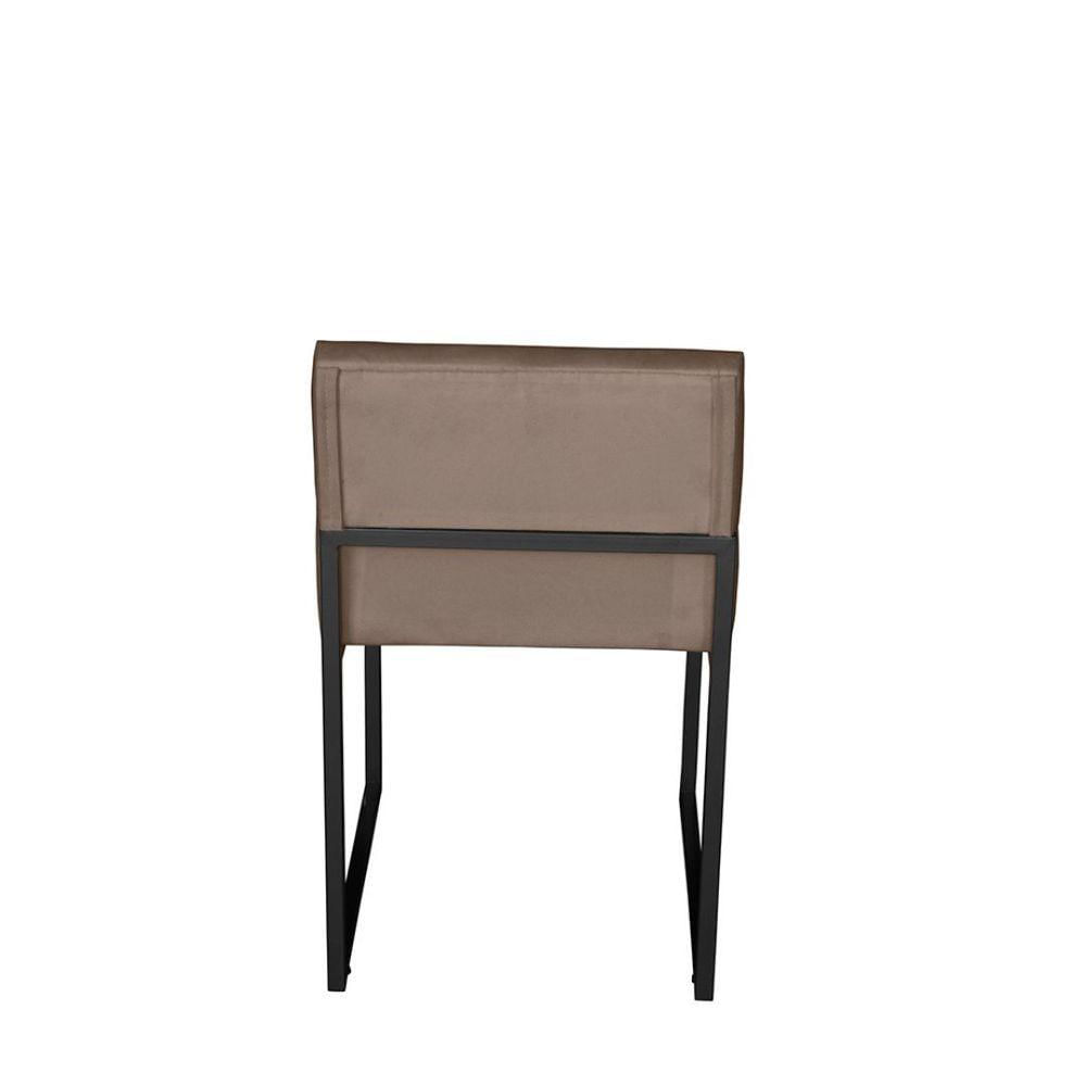 Miniatura Cadeira De Jantar Escritorio Industrial Vittar Ferro Preto Suede Cappuccino