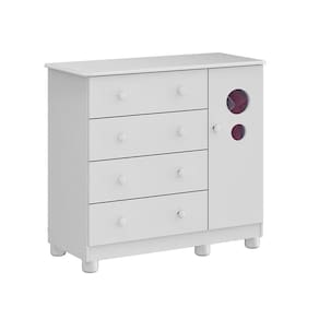 Miniatura Guarda-Roupa Infantil Peroba Móveis Duda com 3 Portas, 3 Gavetas + Cômoda Duda Plus com 4 Gavetas Branco