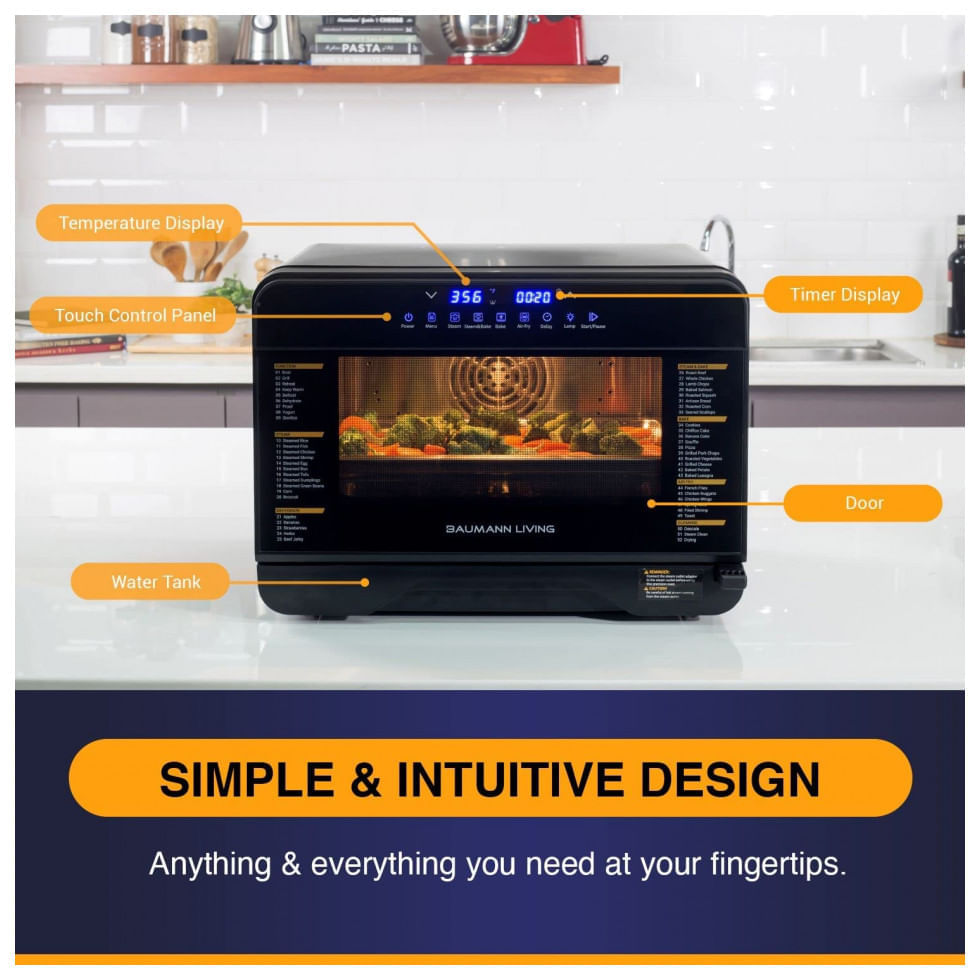 Miniatura Forno Elétrico de Bancada Multifuncional com Função Air Fryer e Controle Digital, 110V Baumann Living