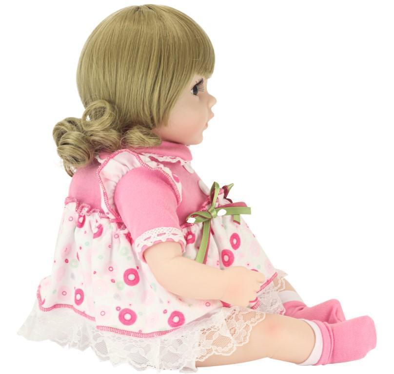 Miniatura Boneca Bebê Reborn Loira Vestido De Bolinhas E Acessórios