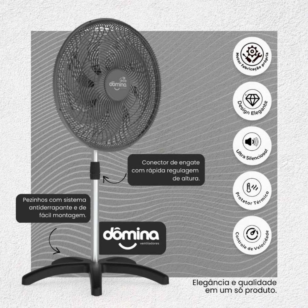 Ventilador Pedestal Coluna 60 Cm 8 Hélices Pás Bivolt Oscilante Dômina