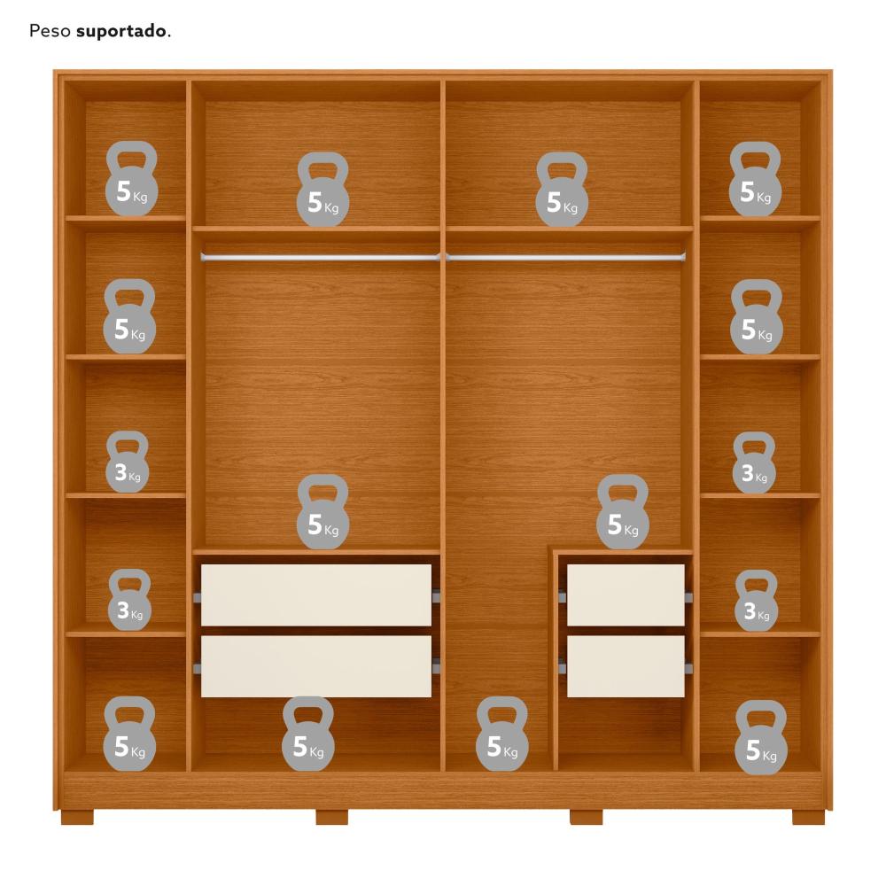 Guarda Roupa Casal 06 Portas Deville Cinamomo/Off White