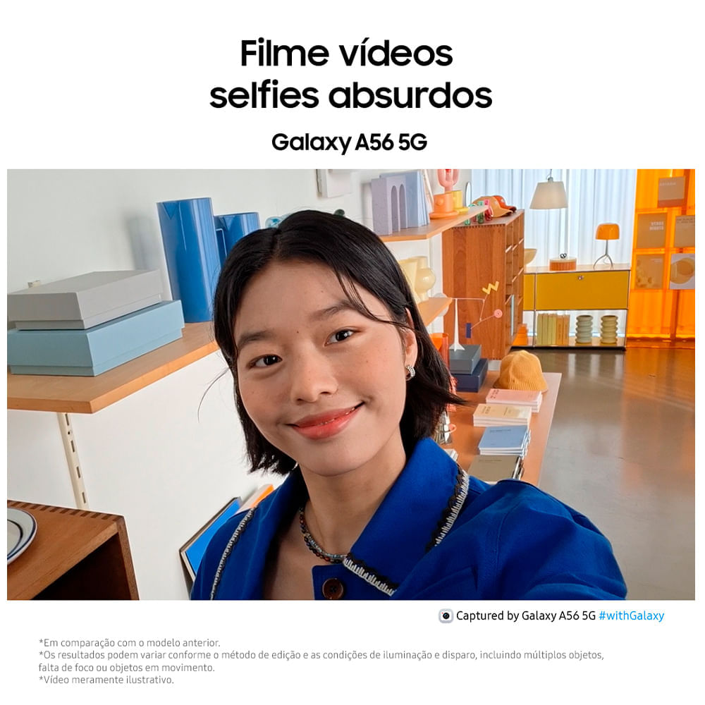Miniatura Smartphone Samsung Galaxy A56 5G Rosa, 128GB, 8GB RAM e Câmera Tripla 50MP + 12MP + 5MP BIVOLT