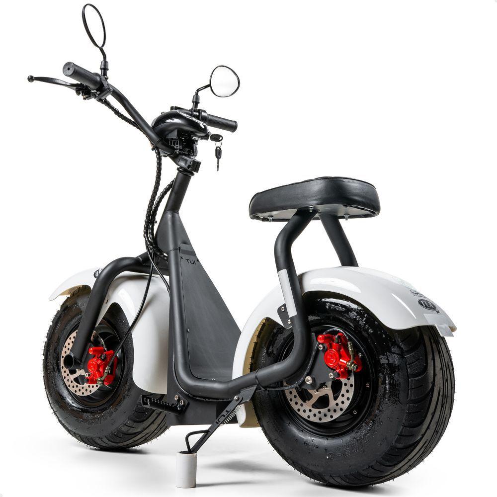 Miniatura Scooter Elétrica 1000w Tui Pop Moto Patinete Sem Cnh Preto-branco